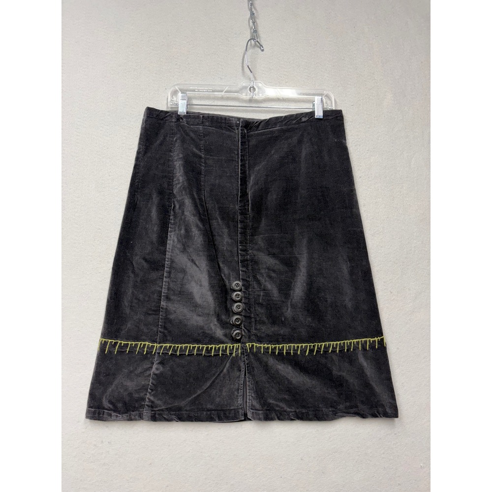 Avalar Skirt Women 32 Waist Gray Vintage 80s Velvet A-Line Contrast Stitch EB90 - Picture 3 of 10